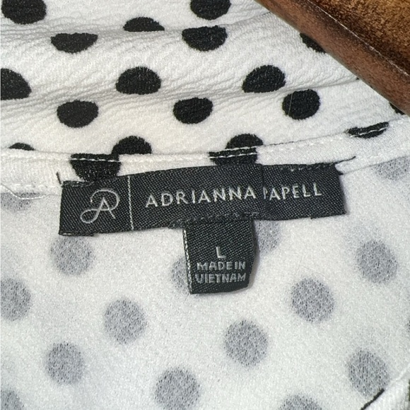Adrianna Papell large white and black polka dot dress shirt with keyhole back - Picture 3 of 3